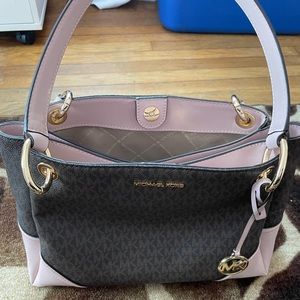 Michael Kors Pink and Brown purse and wallet set.